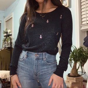 Navy Shimmer Cat Top